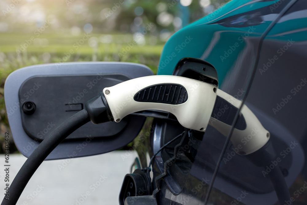 Electric car charging station. Hybrid car Electric charger station in