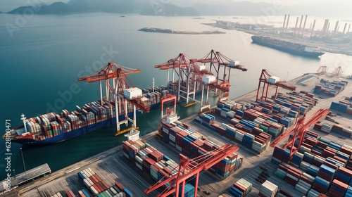 Photo Aerial view of Yantian port in Shenzhen city, Generative AI