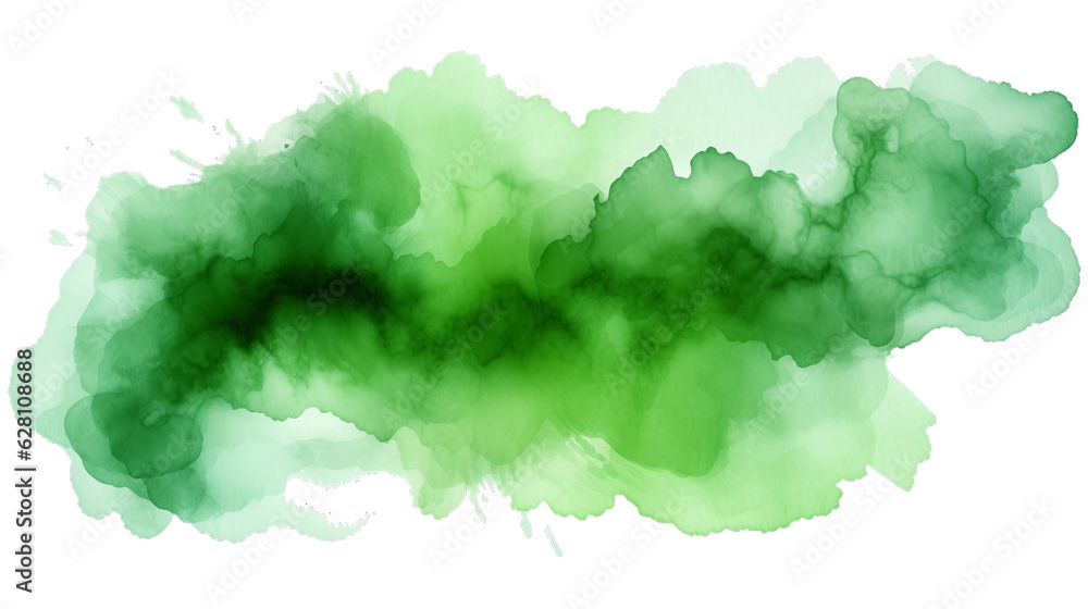 Abstract green color painting illustration - watercolor splashes or ...