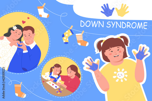 Downs Syndrome Flat Collage Composition