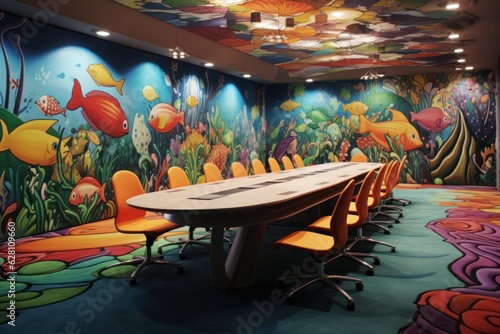 Step into a elegant meeting room, where ideas take flight. With its modern design and state-of-the-art amenities, it's the perfect space to inspire innovation and make impactful decisions. photo