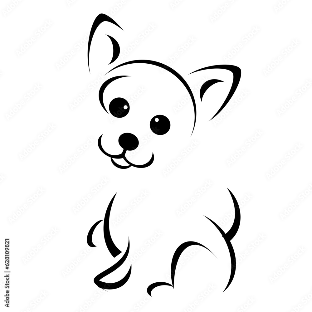Fototapeta premium Chihuahua puppy stylized line drawing