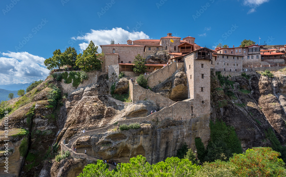 Kalambaka, Greece - September 11 2022: The Monastery of Great Meteoron, largest monastery at Meteora. Greece, unesco heritage. travel concept