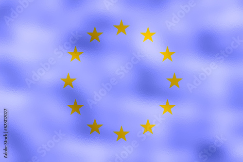 Flag of Europe. 2:3 Proportions. Original to scale. European special flag. Metallic glamour design.
