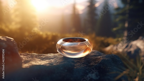 Authentic anamorphic lens flare with ring ghost effect generate ai photo