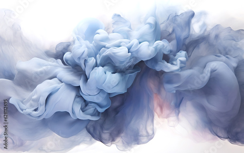 Abstract Blue Ink Cloud Background - Silky Texture - Generative AI
