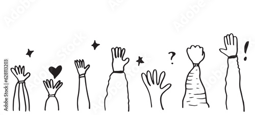 Applause hand draw on white background.vector illustration.
