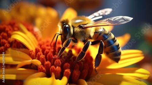 honey Bee on the flower generate ai