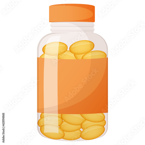 Bottle with pills isolated on white background
