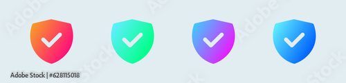 Trusted solid icon in gradient colors. Check mark signs vector illustration.