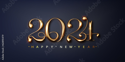 2024 Happy new year banner. Golden luxury Festive Numbers design, greeting card, banner, poster. Vector Illustration