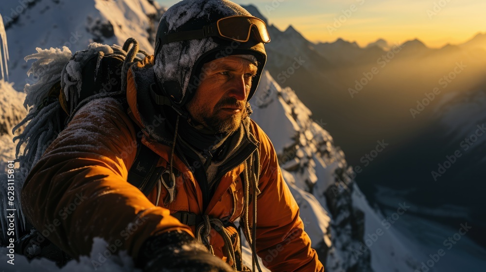 Obraz premium Adrenaline-pumping ice climbing , winter sport