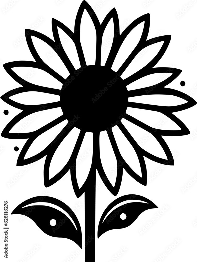 Flower | Black and White Vector illustration Flower | Black and White Vector illustration