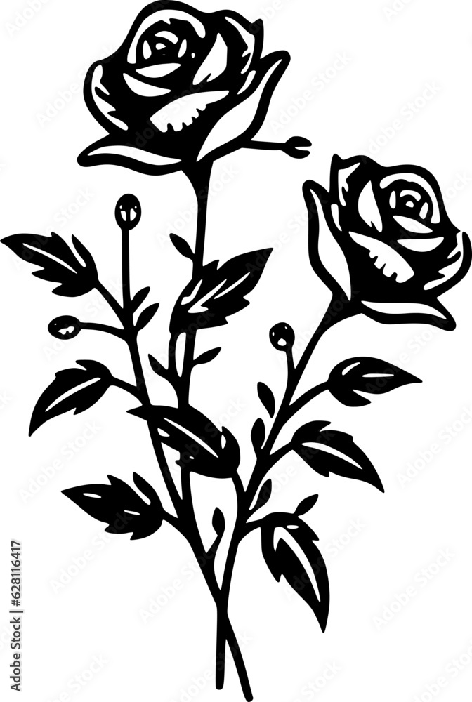 Flowers | Black and White Vector illustration