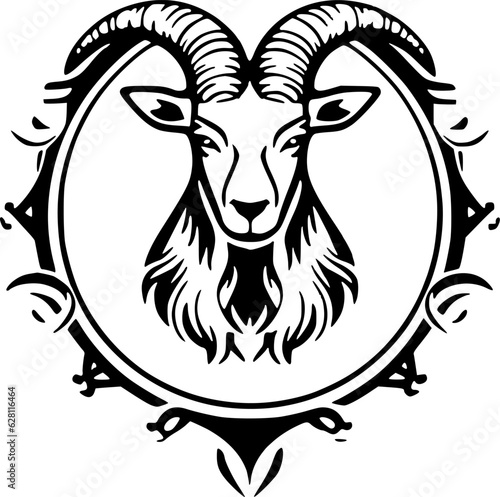 Goat | Black and White Vector illustration