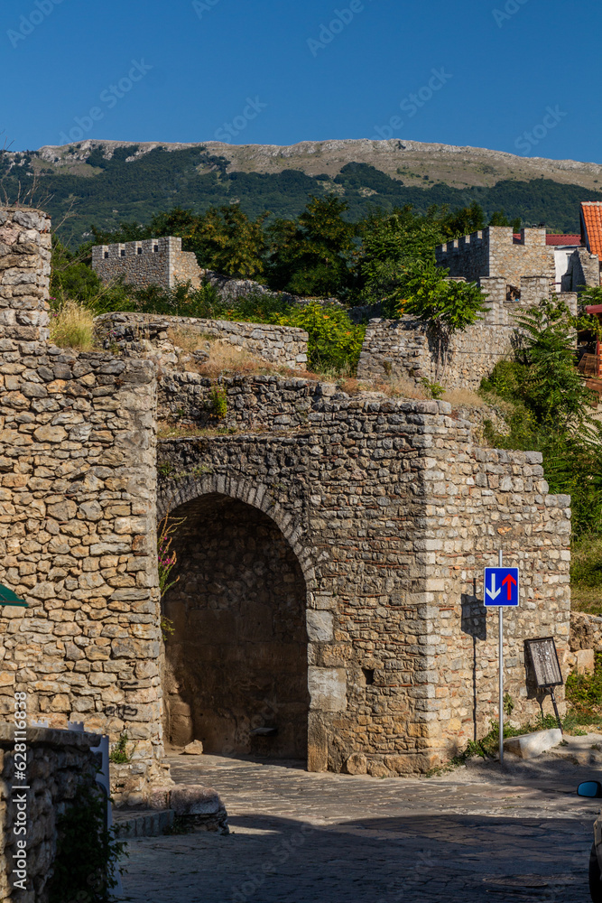 Walls of the fortress in Ohrid town, North Macedonia