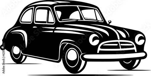 Car   Black and White Vector illustration