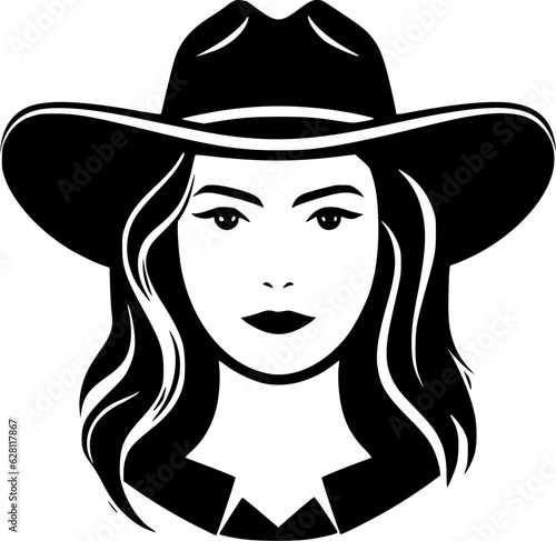 Cowgirl | Black and White Vector illustration