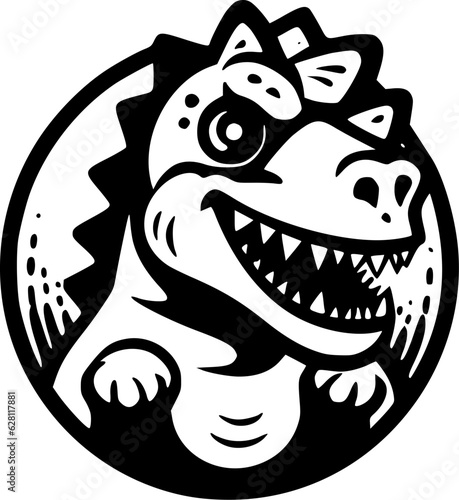 Dino - Black and White Isolated Icon - Vector illustration