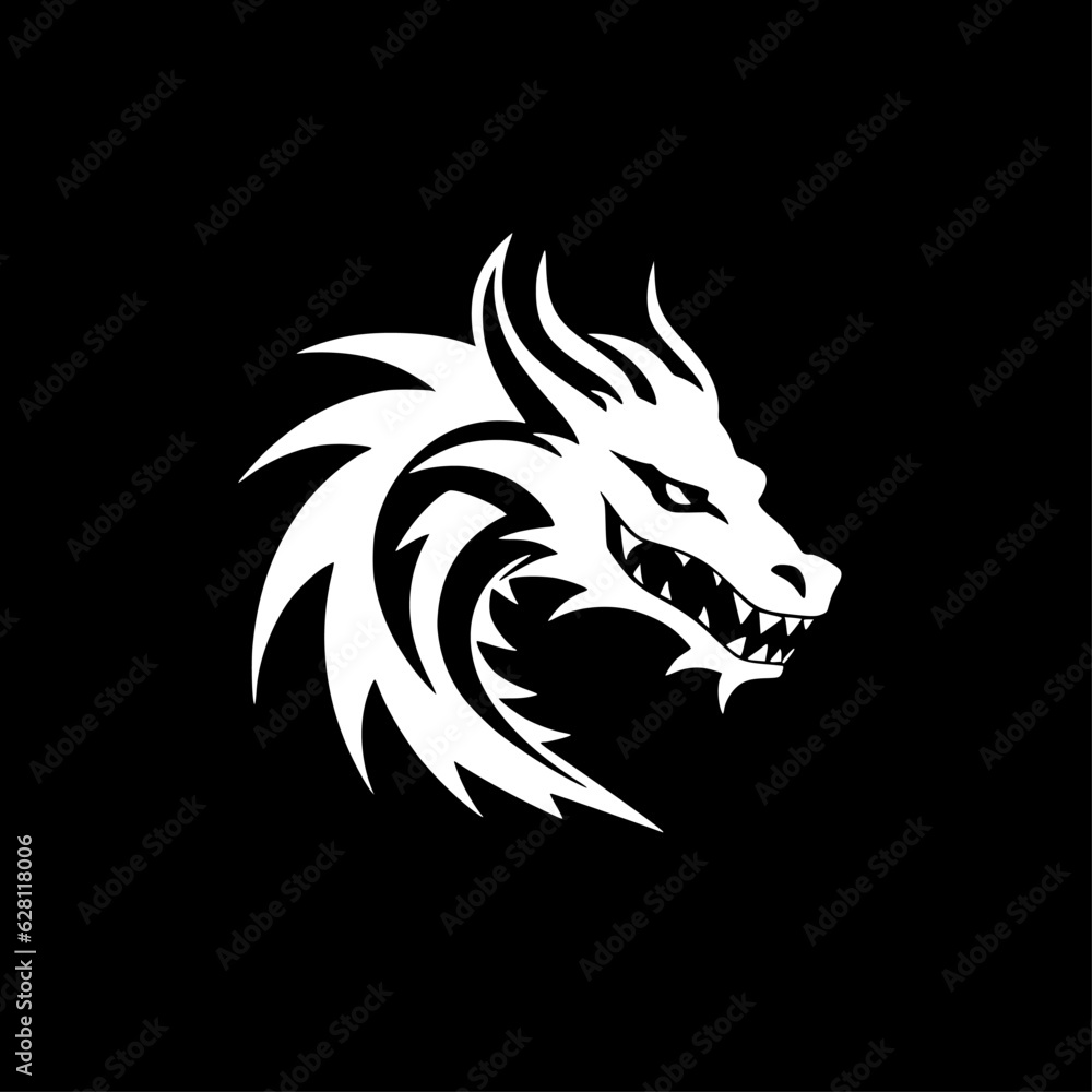 Obraz premium Dragon | Black and White Vector illustration
