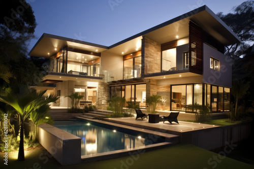 3d home design a nice small modern home with exterior  generative AI