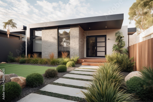 3d home design a nice small modern home with exterior, generative AI