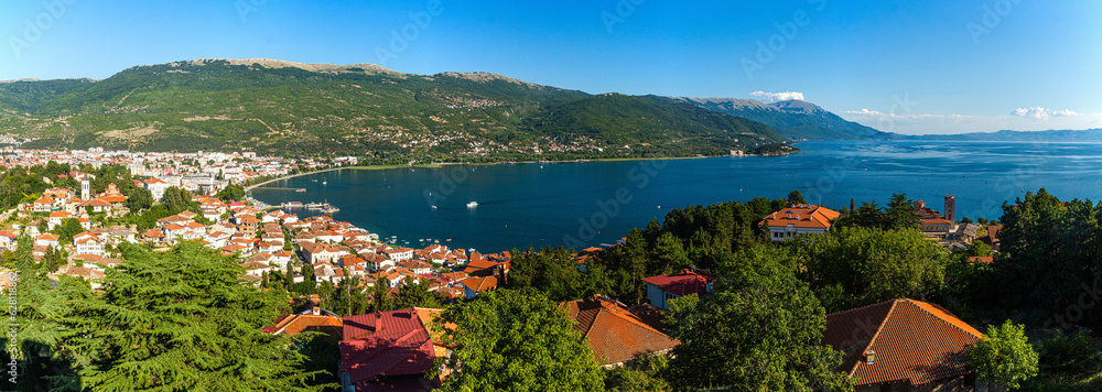 View of Ohrid lake from Ohrid town, North Macedonia
