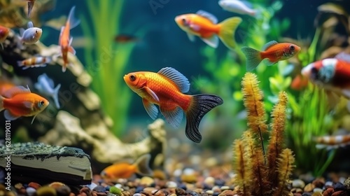 colorful ornamental fish in the aquarium genetare ai