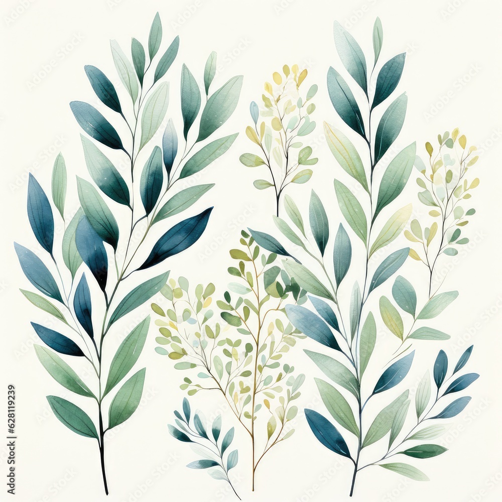 floral doodle design elements, AI Generated floral doodle design elements, AI Generated