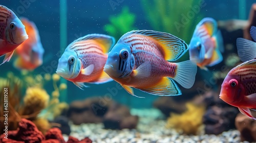 colorful ornamental fish in the aquarium genetare ai photo