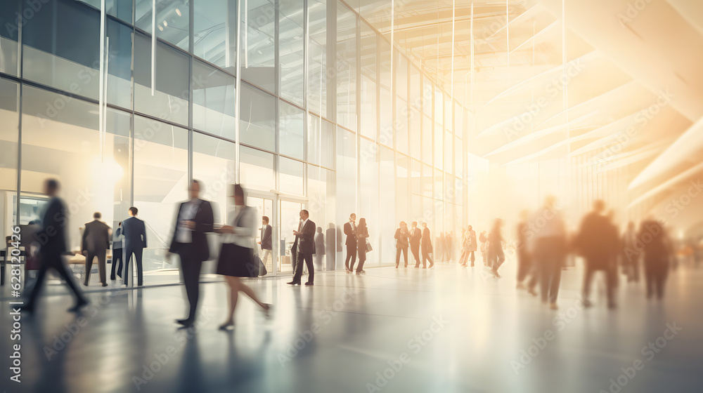 Blurred business people walking in an office building Blurred business people walking in an office building