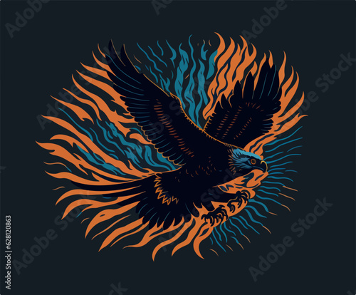 flaming eagle tattoo vector illustration ai generated 