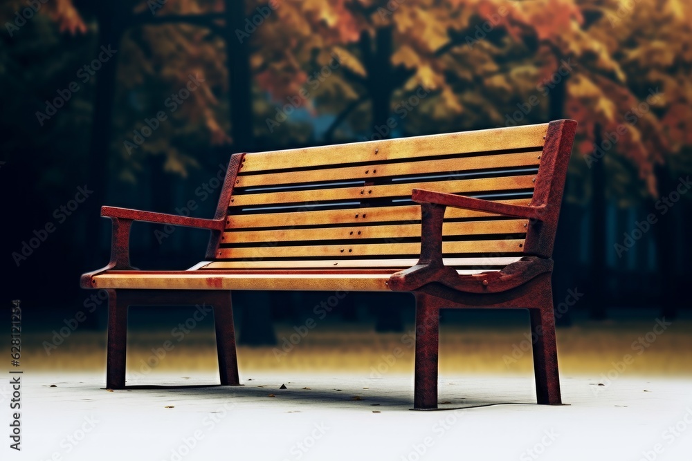 art isolated park wooden bench on a transparent background, Generative AI
