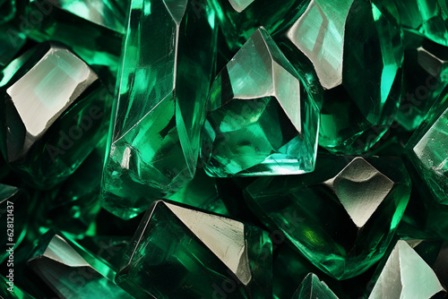 shiny Emerald crystal close up pattern texture