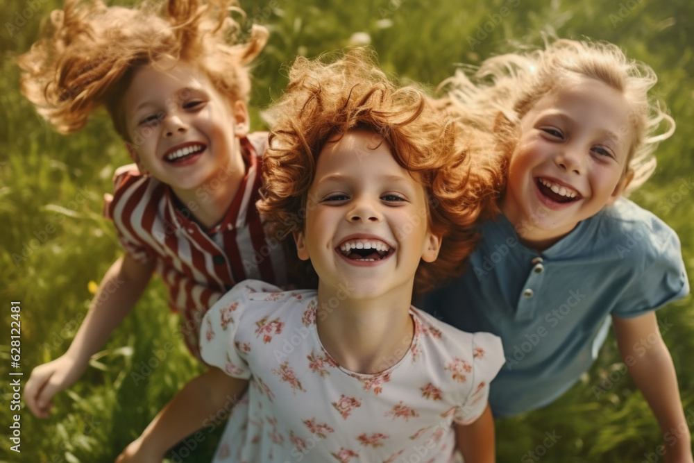 Children in the park. Summer games in the park. Happy childhood. Friendship. Generative AI Children in the park. Summer games in the park. Happy childhood. Friendship. Generative AI