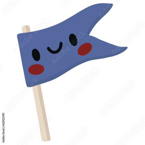 Vector hand drawn cartoon illustration cute happy flag with face back to school