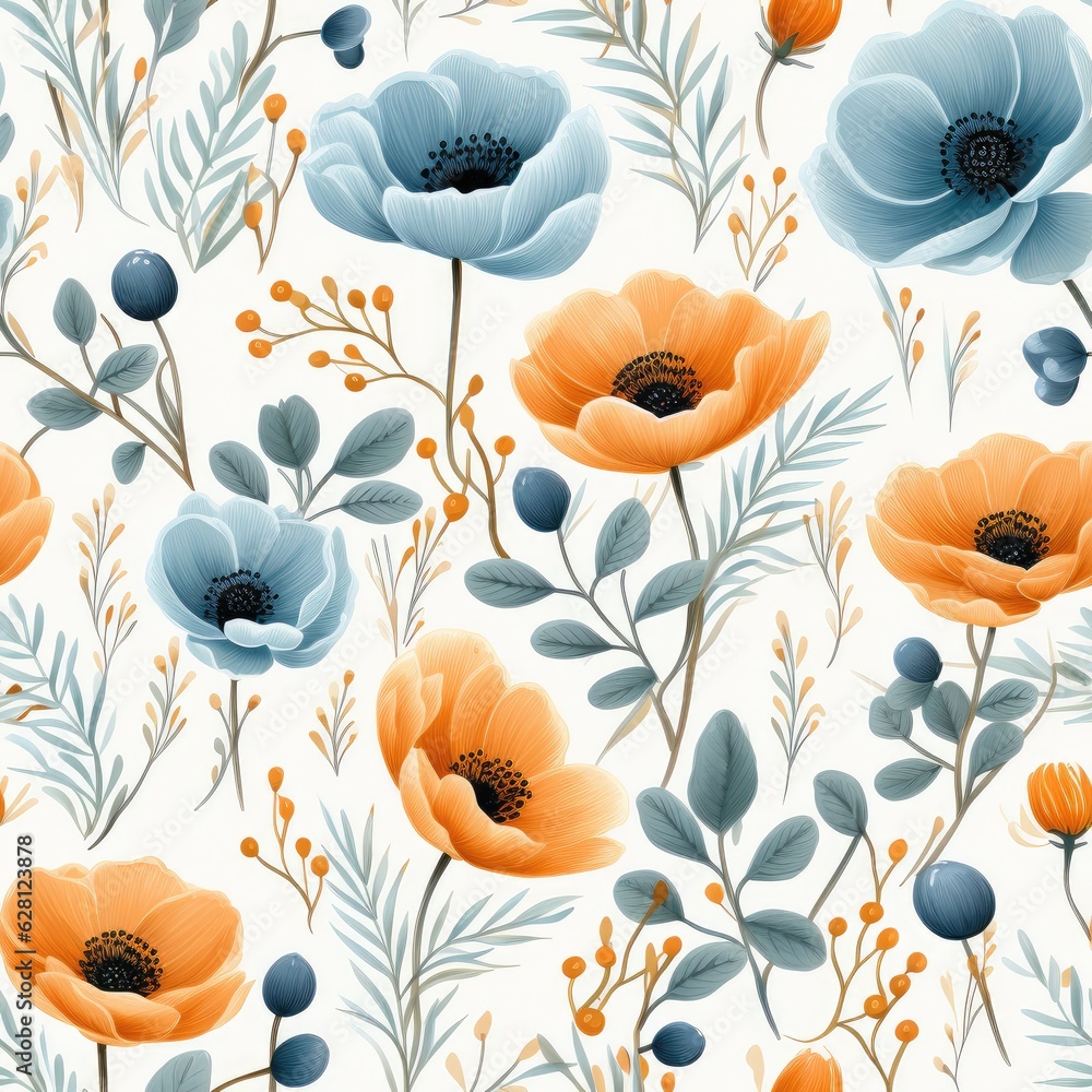 floral doodle design elements, AI Generated floral doodle design elements, AI Generated