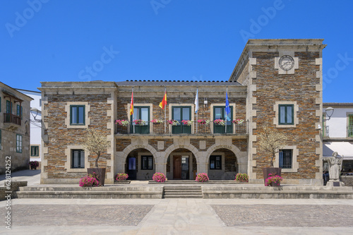 Town Hall of the small village of Portomarin, Spain © tichr