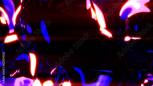 rose limpid crystal metaspheres lighting with horizontal flares - abstract 3D rendering photo