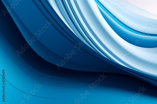 Illustration of a blue and white abstract background with dynamic and fluid wavy lines, created using generative AI