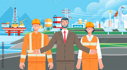 Oil gas industry team work people in factory scene workers energy factory Industrial Employees.jpg