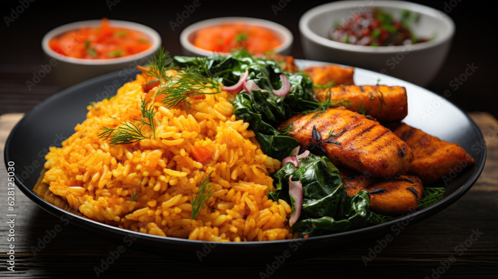 Jollof rice is a West African dish of rice cooked in a tomatobased