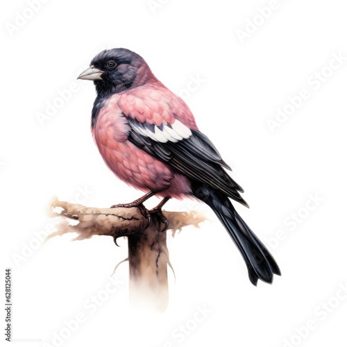Black rosy-finch bird isolated on white. Generative AI