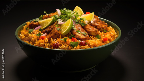 Jollof rice is a West African dish of rice cooked in a tomato-based sauce flavored with spices.