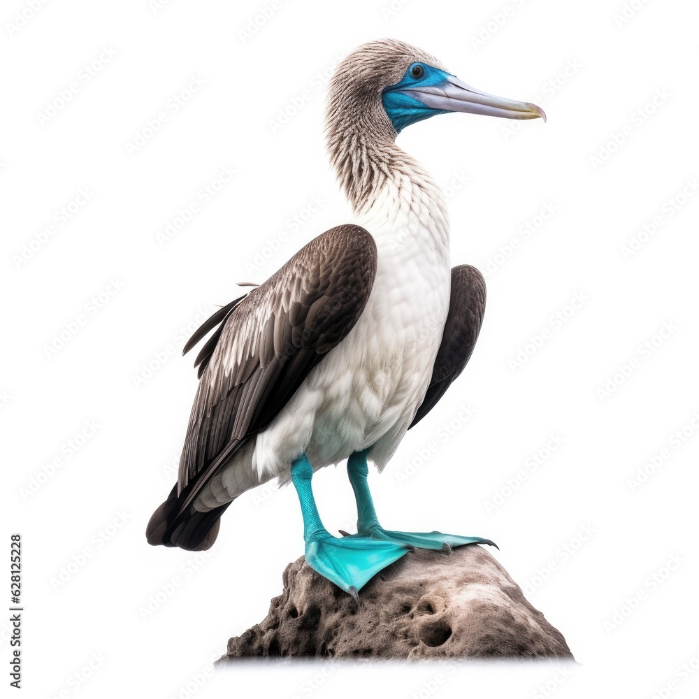 Blue-footed booby bird isolated on white. Generative AI Blue-footed booby bird isolated on white. Generative AI