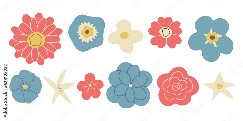 Naklejka premium Flower 3 cute on a white background, vector illustration.