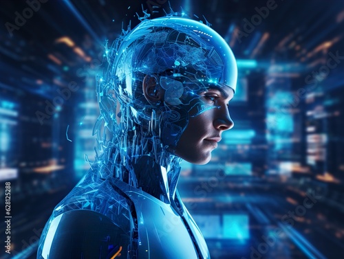 Futuristic AI: Empowering the World with Data, Ai face