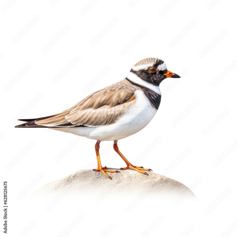 Obraz premium Common ringed plover bird isolated on white. Generative AI