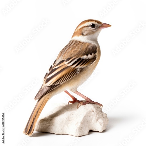 Clay-colored sparrow bird isolated on white. Generative AI
