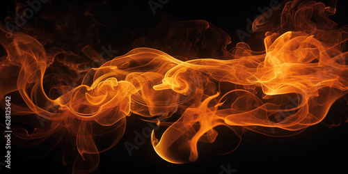 Neon Liquid Smoke Orange Color Very Detailed Abstract Background AI Generative